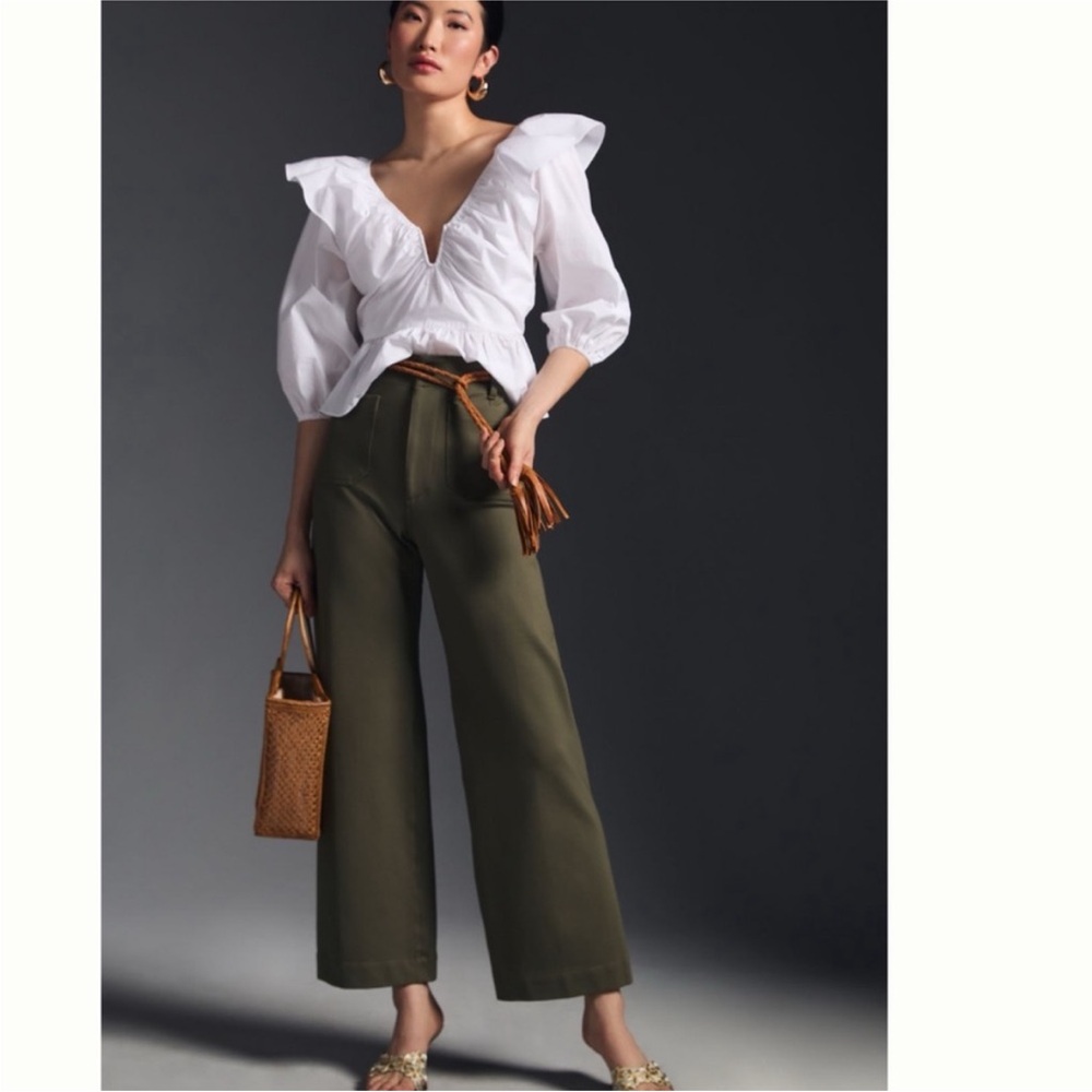 The Colette Cropped Wide-Leg Pants by Maeve: Ponte Edition